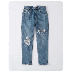 Abercrombie & Fitch Curve Love High Rise Mom Distressed Jean sz 26 / 2